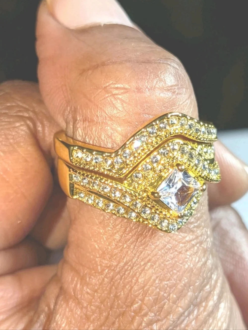 3Ct Lab-Created Diamond Engagement Bridal Ring Set 14K Yellow Gold Plated Sz 10